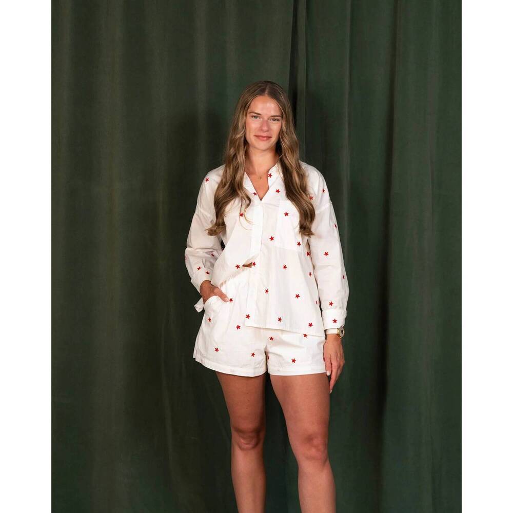 NEW DAY + MOON star embroidered woven relaxed shorts in white - Picture 5 of 7